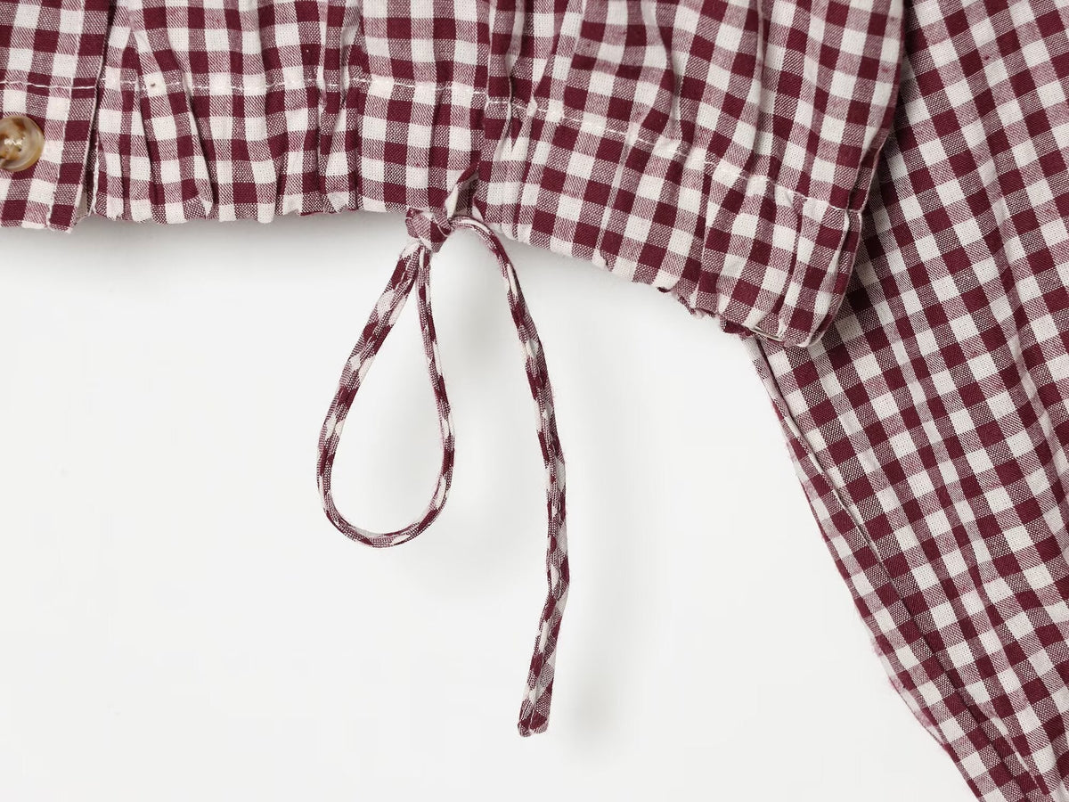 Women's with drawstring casual plaid Coat