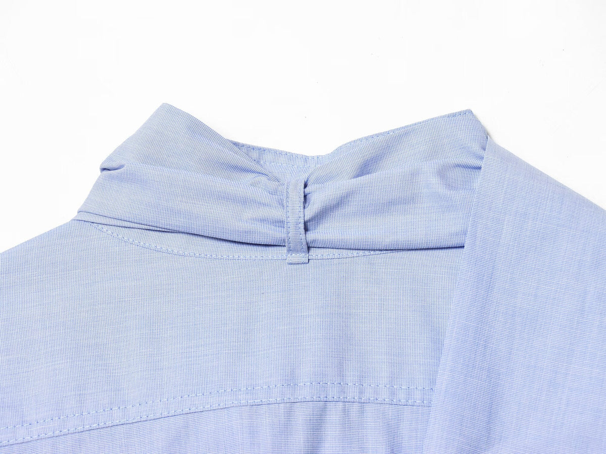 Women's bow decoration casual button up shirt
