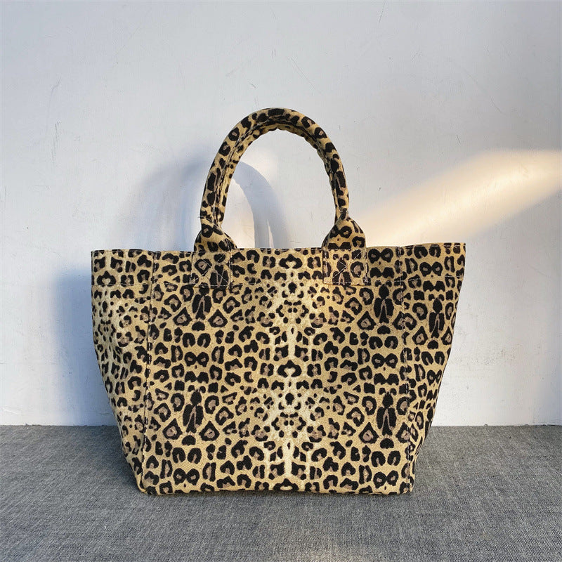 #139 Women's new Leopard embroidered canvas bag handbag