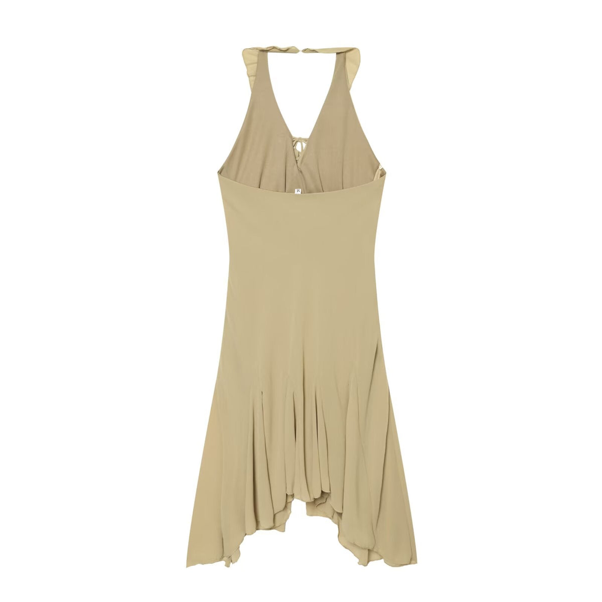 Women's asymmetrical hem hanging neck dress