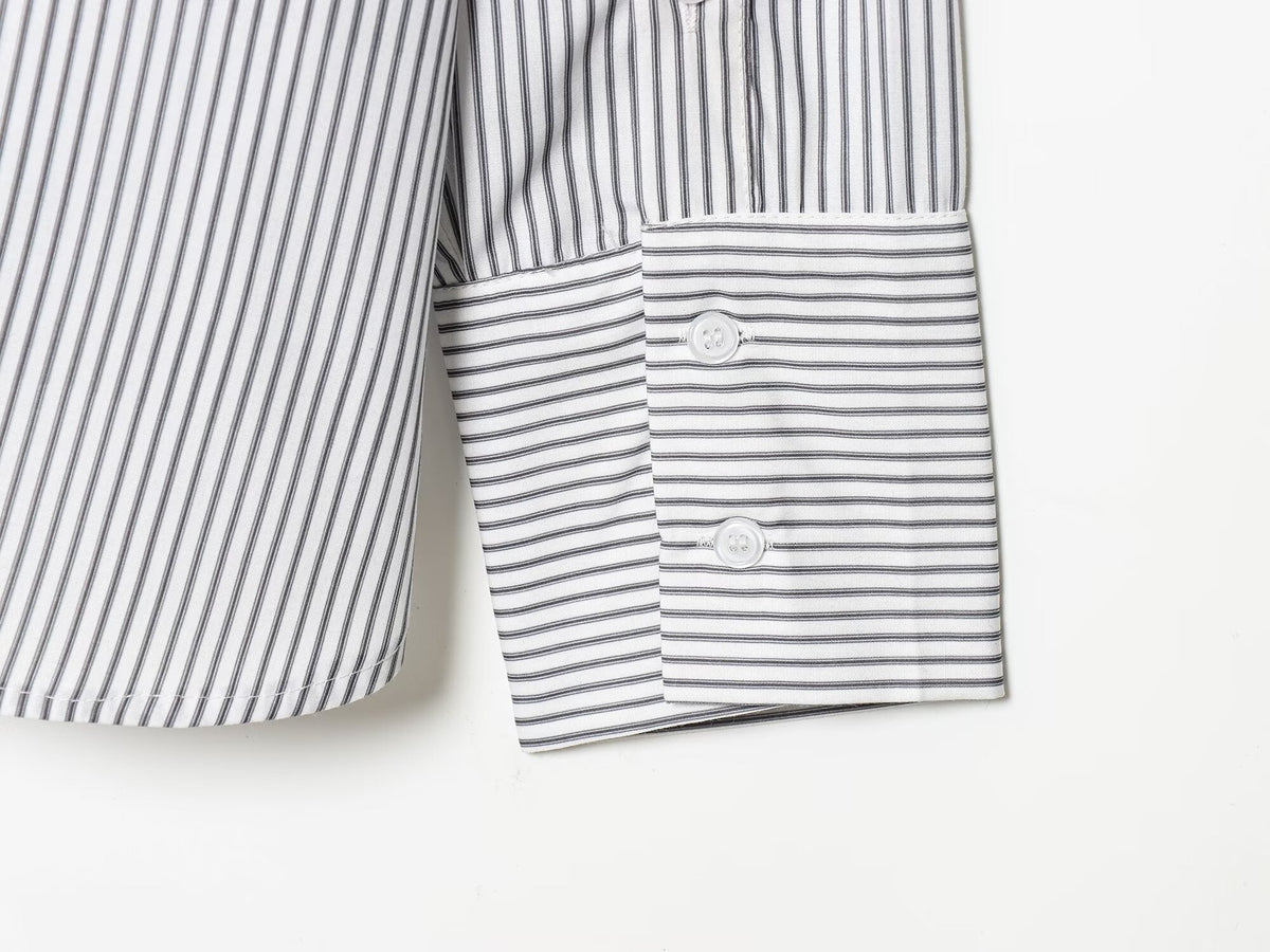 Women's New Scarf Decorative Striped Poplin Shirt
