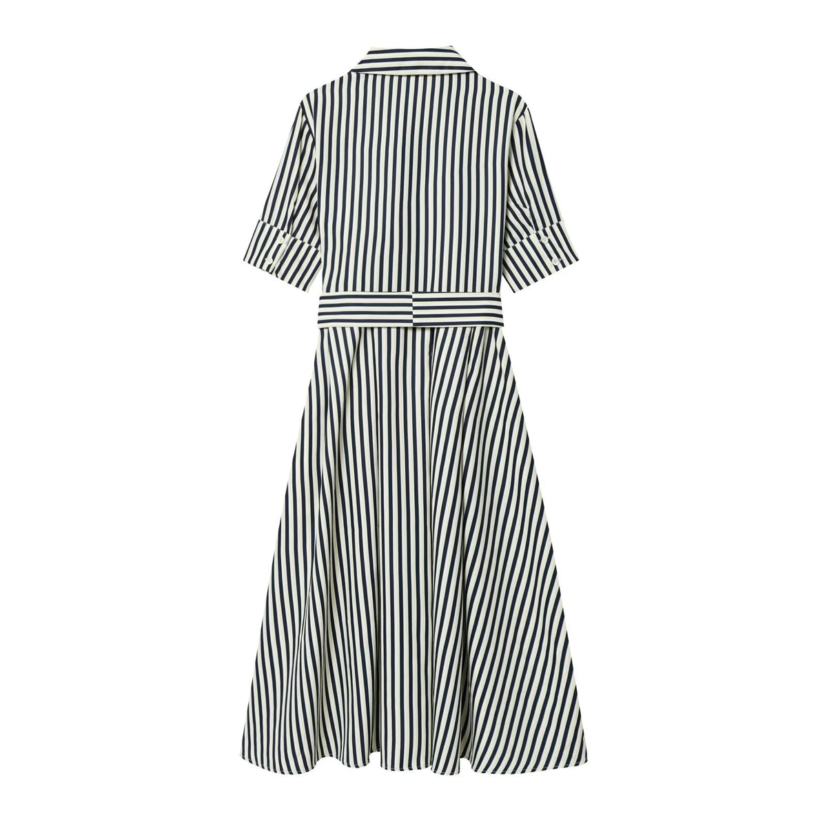 Women's with Belt shirt style poplin striped dress