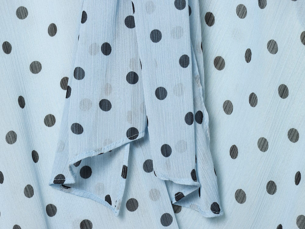 suit Women's 2 pieces polka dot lace up MIDI skirt+polka dot bow top