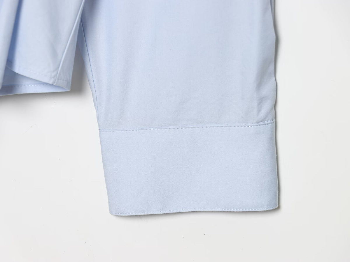 Women's pleated decorative casual poplin shirt