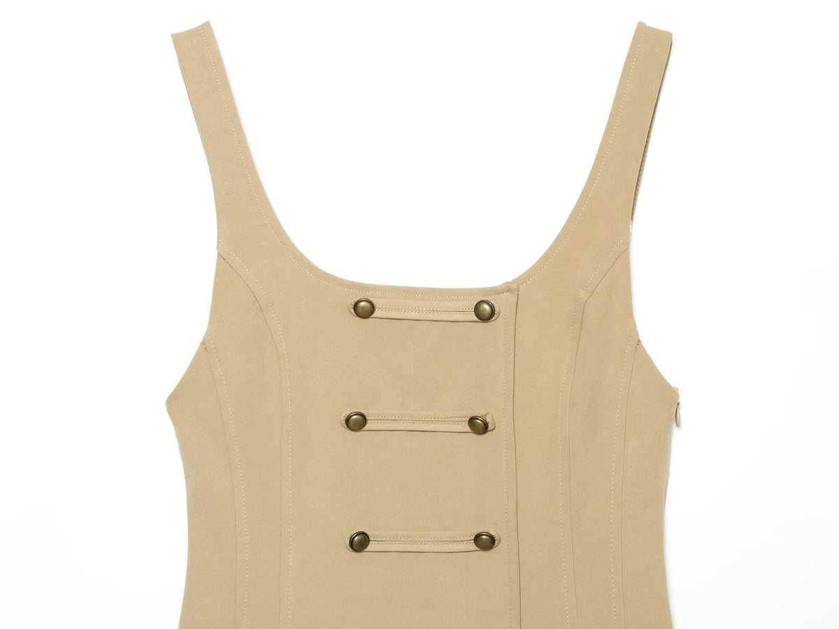 Women's buckle decoration mini dress
