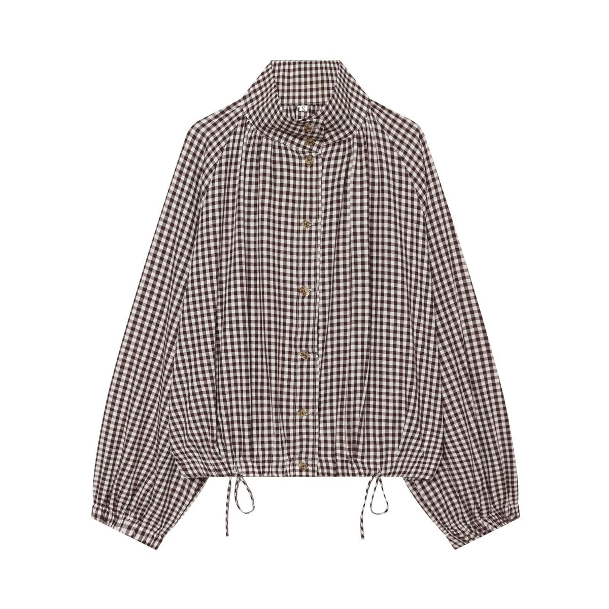 Women's with drawstring casual plaid Coat